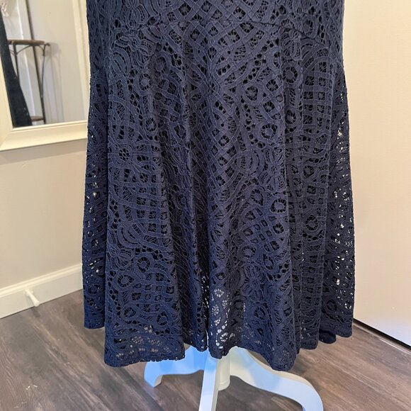Tommy Hilfiger Navy Blue Lace Cap Sleeve Hi Low Dress, Size 6 - Picture 6 of 16